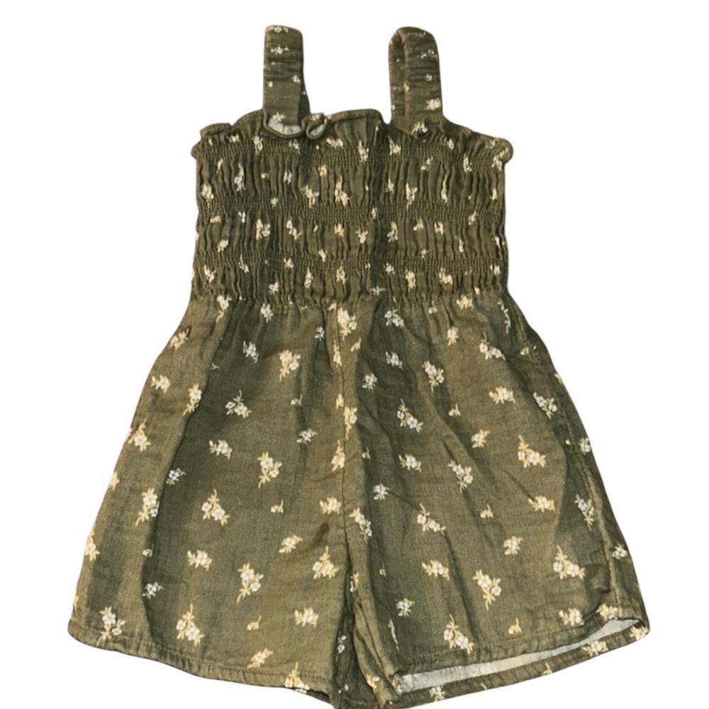 Old Navy Olive Floral Kids Jumpsuit
